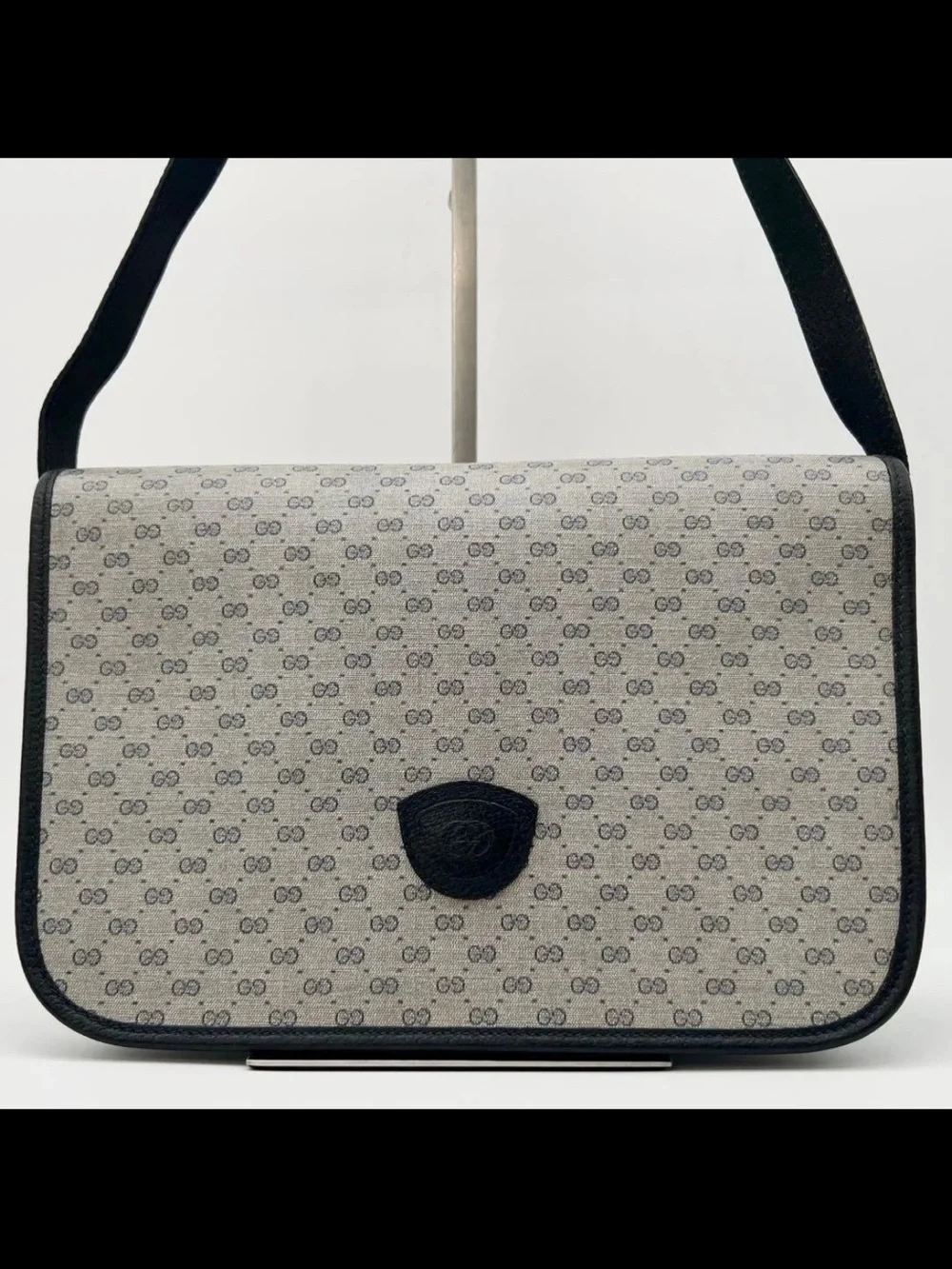 Gucci Gray/Black Monogram Messenger Bag